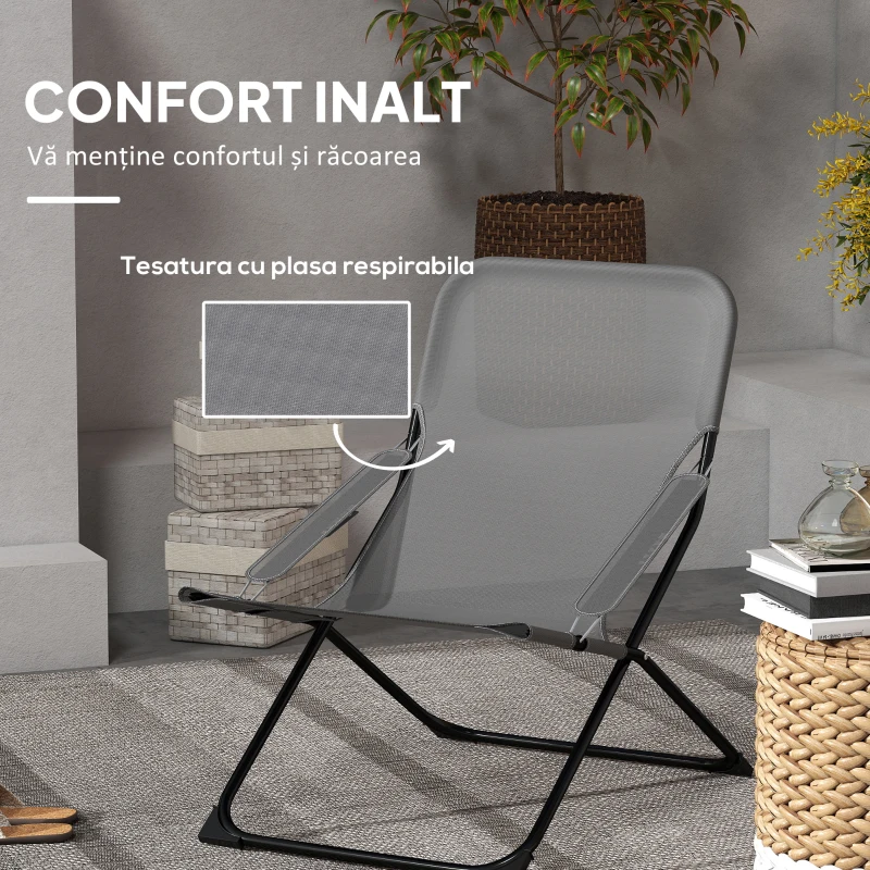 Outsunny Scaune Rabatabile Pliabile de Terasa cu Spatar Reglabil