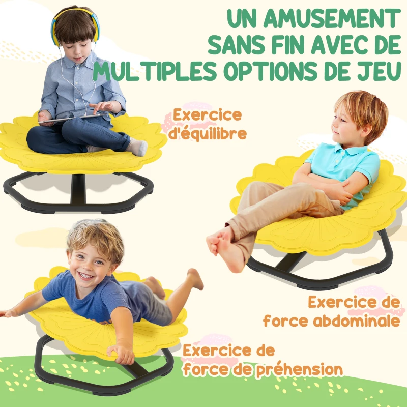 AIYAPLAY Chaise pivotante sensorielle pour enfant, siège pivotant pour l'entraînement de l'équilibre et de la coordination, jaune