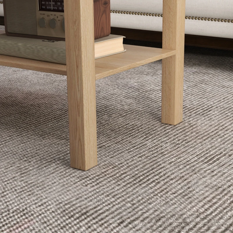 HOMCOM Rechteckiger Couchtisch mit großem Regal, 90×45×44,5 cm, Natürliches Holz