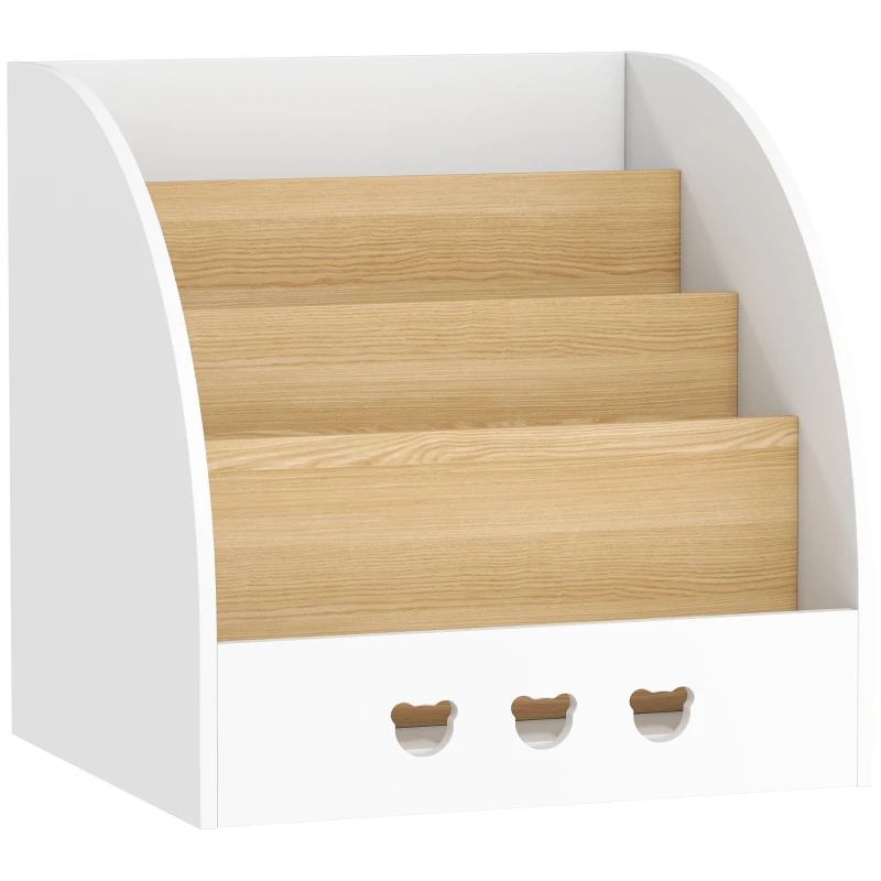 AIYAPLAY Estantería Infantil para Juguetes 4 Niveles para la Habitación Infantil Sala de Juegos 60x53x60 cm Blanco y Natural