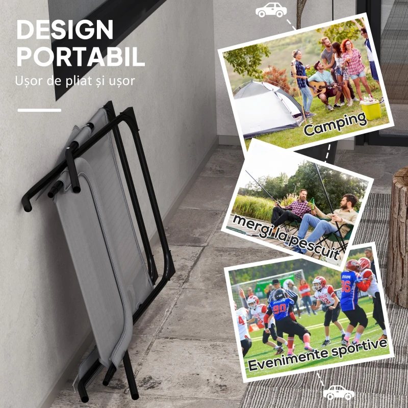 Outsunny Scaune Rabatabile Pliabile de Terasa cu Spatar Reglabil