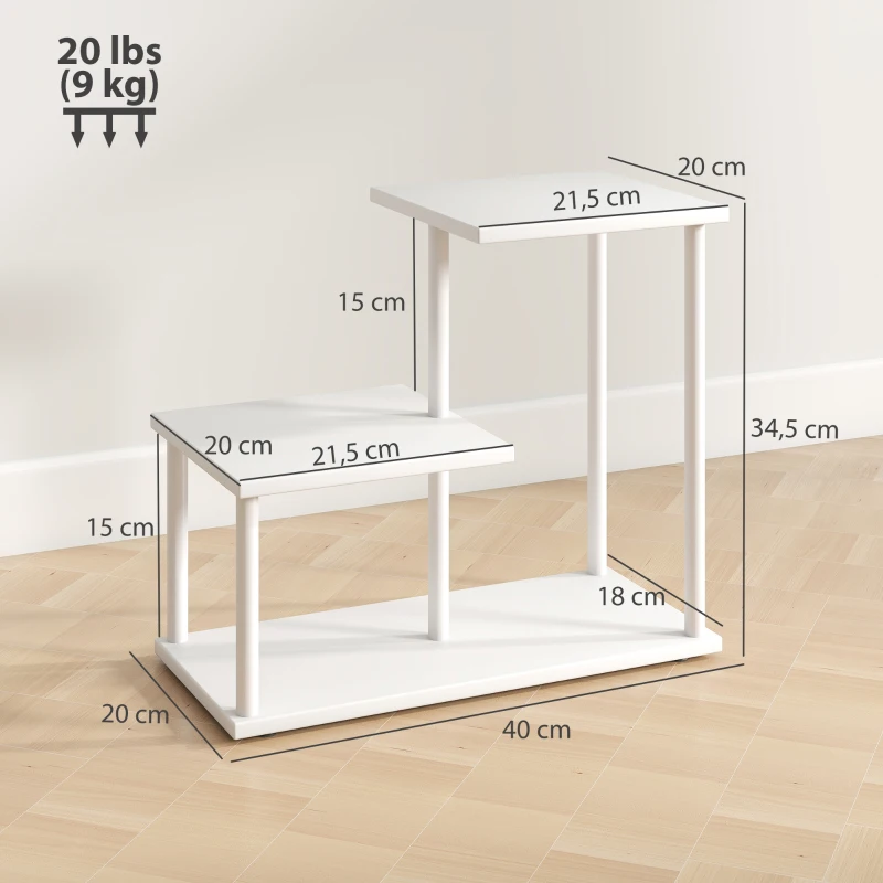 HOMCOM Estantería Librería de 3 Niveles Efecto Madera con Marco de Metal para Escritorio Oficina Cocina 40x20x34,5 cm Blanco