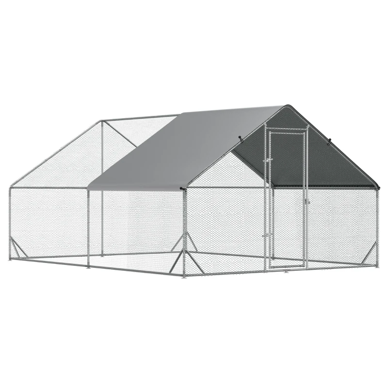 PawHut Hühnerstall, Freilaufgehege, Geflügelstall mit Schattendach, Freigehege für 4-6 Hühner, Enten Kaninchen, 3 x 2 x 2 m