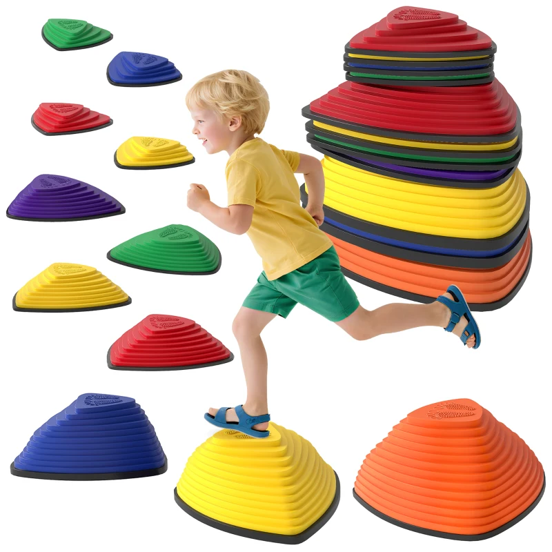 AIYAPLAY Set di 11 pietre di equilibrio, Design antiscivolo, per interni & esterni, impilabile, Colorato