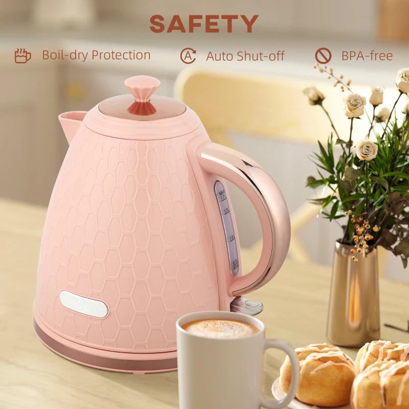 HOMCOM 3kW Rapid Boil Honeycomb Kettle - Light Pink