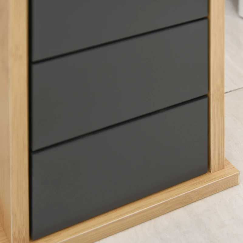 HOMCOM Support Papier Toilette - Porte-Papier Toilette - Armoire pour Papier Toilette - 2 Niveaux + Sortie Papier MDF Gris Bambou