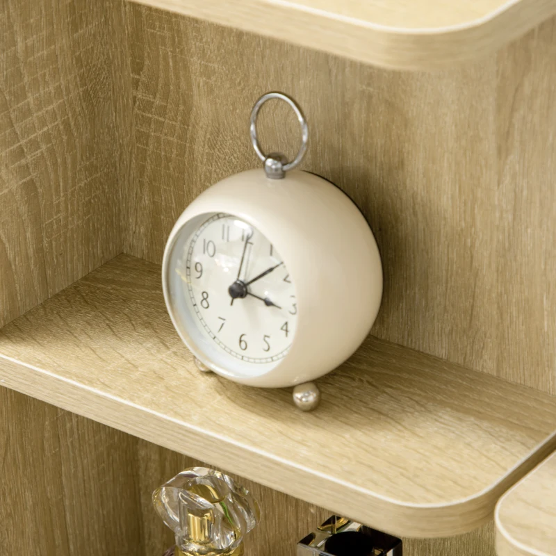 HOMCOM Toeletta da Trucco con Specchio, Tavolo da Trucco, Sgabello, 4 Cassetti e 4 Ripiani, Colore Legno