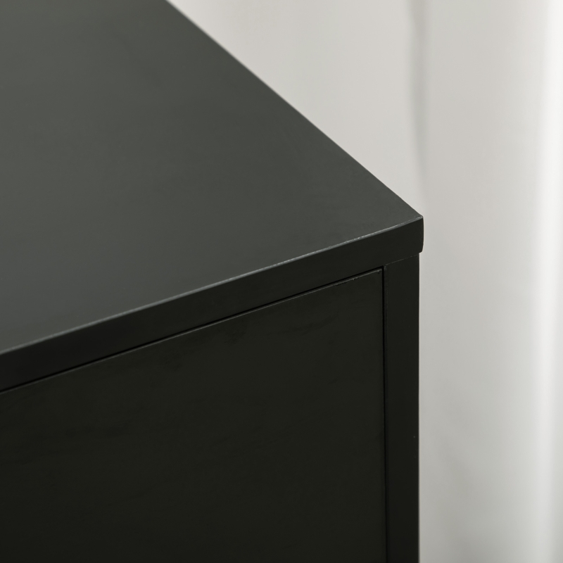 HOMCOM Caisson de bureau avec 5 tiroirs 1 porte étagère réglable, support imprimante sur roulettes, 78x40x66,5 cm, noir