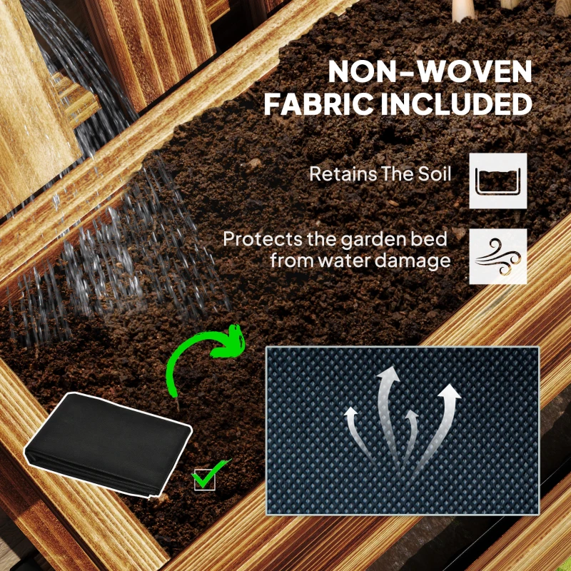 Outsunny Wall-mounted Wooden Garden Planters with Trellis, Drainage Holes and 3 Planter Boxes for Patio, Carbonised