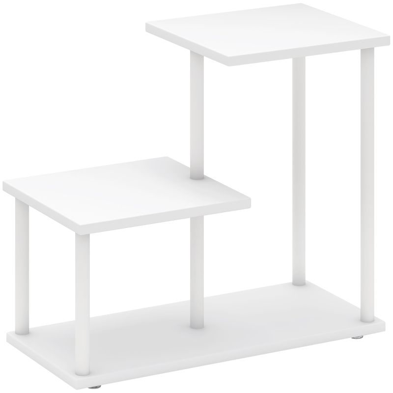 HOMCOM Étagère Bibliothèque de 3 Niveaux Effet Bois avec Cadre en Métal pour Bureau Cuisine 40x20x34,5 cm Blanc