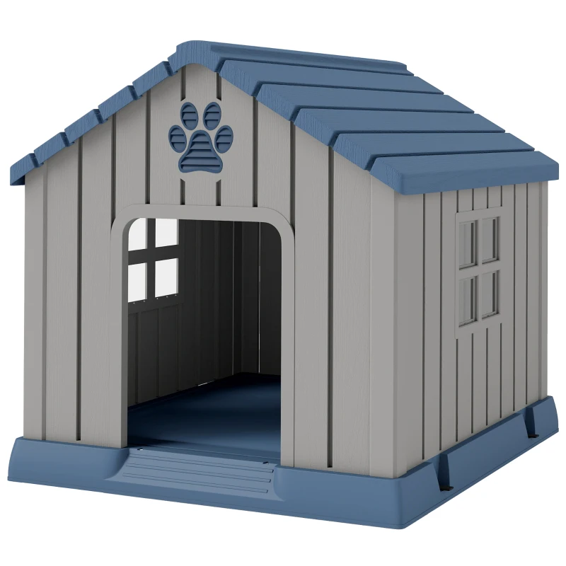 PawHut Niche pour chien extérieur maison chien extérieur bouches d'aération et plancher suréleveé 85 x 79 x 82 cm bleu