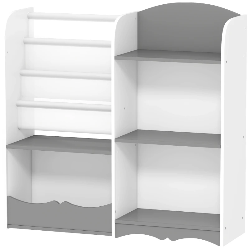 ZONEKIZ Scaffale Portagiochi per Bambini con Ripiani in Legno, 85x26x84cm, Grigio