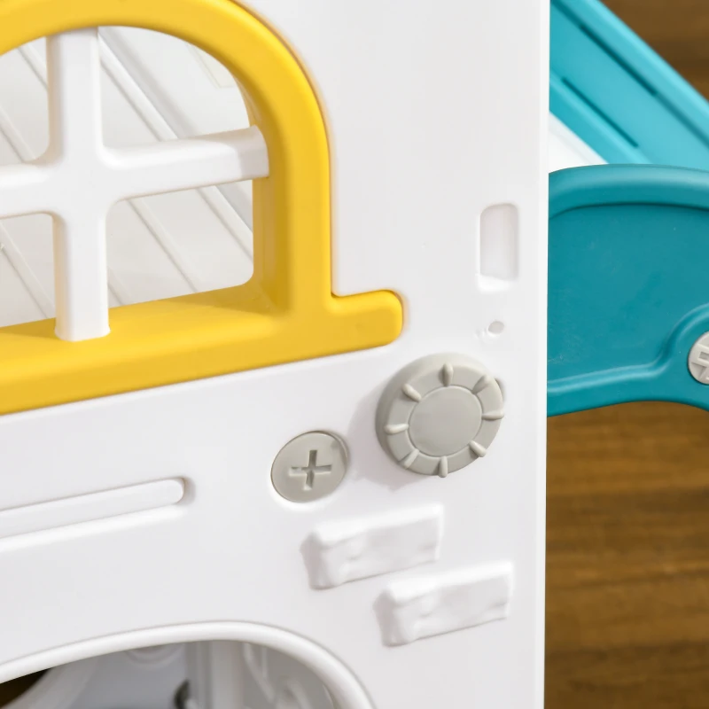 AIYAPLAY Scivolo per Bambini 4 in 1 con Cerchio da Basket Telescopio Arrampicata e Cestino Inferiore per Interno Giallo e Verde