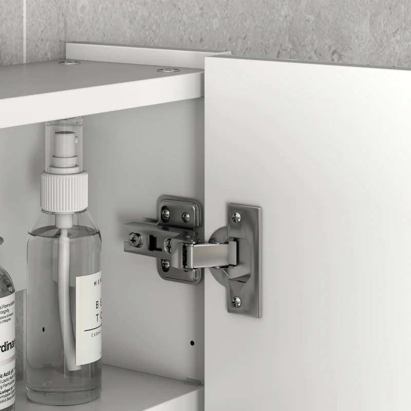 kleankin Armario Mueble de Baño con 3 Puertas de Espejo y Estantes Ajustables en Madera 90x13.5x60 cm, Blanco