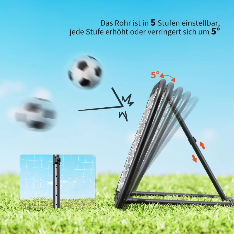HOMCOM Rebounder für Fußball, 78 x 84 cm Prellwand mit Heringen, verstellbar in 5 Stufen, tragbar, Kickback Tor, Fußballtor für Jugendliche, Fußball Trainingszubehör für Baseball Training Weiß