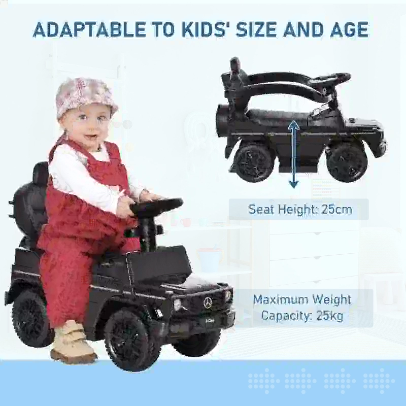 HOMCOM 3 in 1 Kids Children Ride on Push Car Toddler Sliding Car G350 Licensed Walker Foot to Floor Slider Push-Along with Horn Steering Wheel NO POWER Manual, Black