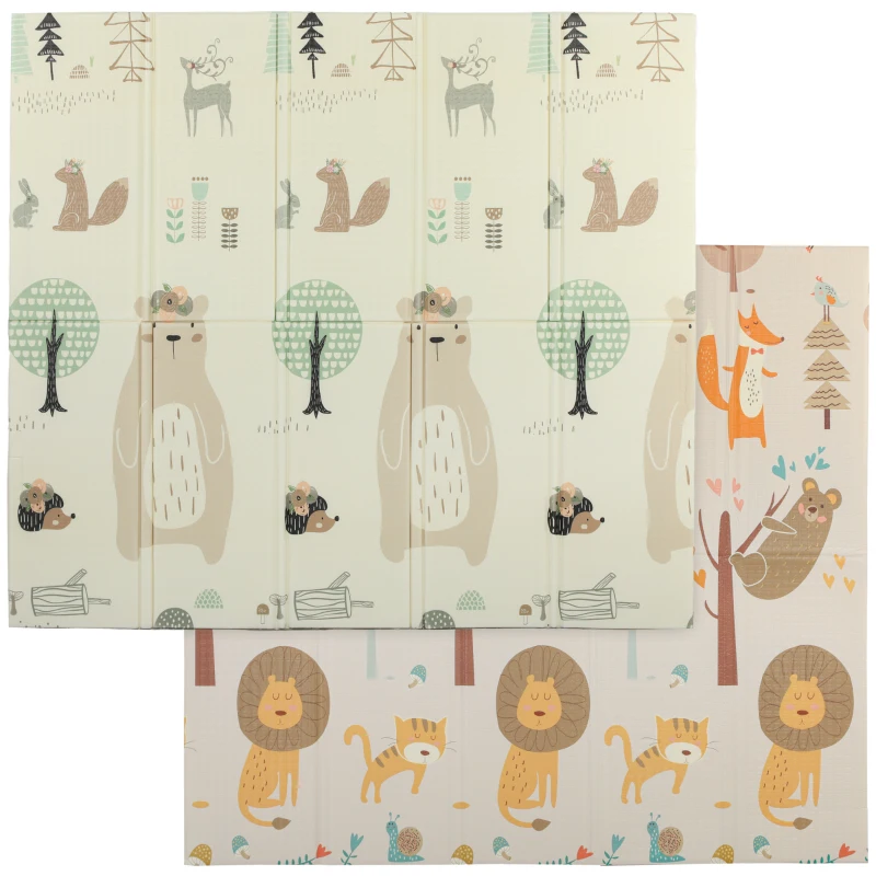 AIYAPLAY Tapis de jeu pour enfant bebe, tapis d'éveil bébé pliable épais réversible en mousse, 196 x 176 x 1,5 cm, multicolore