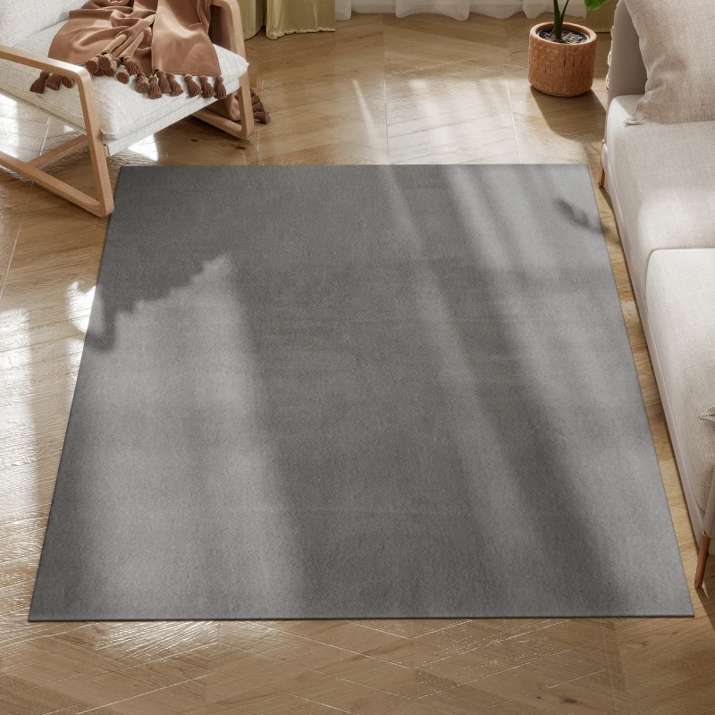 HOMCOM Tapis salon 160 x 120 cm tapis à poils longs, lavable en machine, antidérapant, en fausse fourrure, gris clair