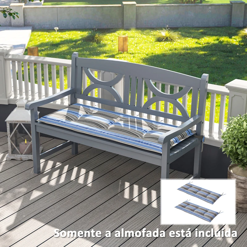 Outsunny Conjunto de 2 Almofadas para Banco de Jardim de 2 Lugares 120x50x5 cm Almofadas Retangulares  Impermeáveis Multicor