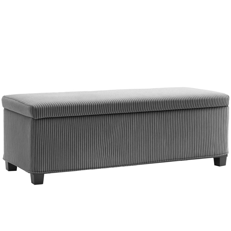 HOMCOM Banquette de Rangement Pliante Capacité de 84 L 112x42x40 cm Revêtement en Velours Pied de Lit pour Salon Chambre à Coucher Gris