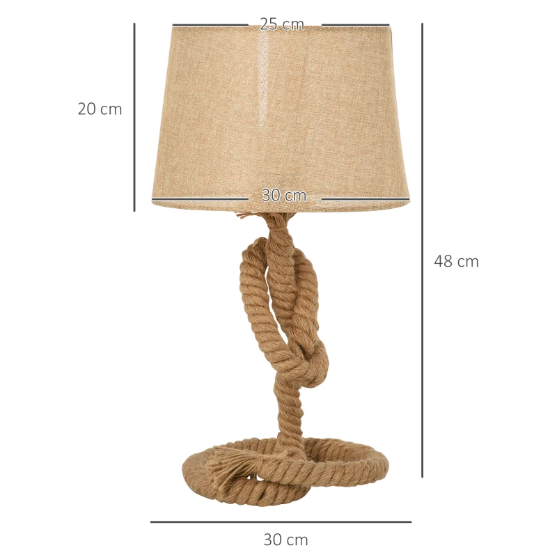 HOMCOM Nautical Style Table Lamp with Fabric Lampshade, Metal Frame Power Switch, 54cm Home Desk Lamp, E27 Base, for Bedroom, Living Room, Study, Beige