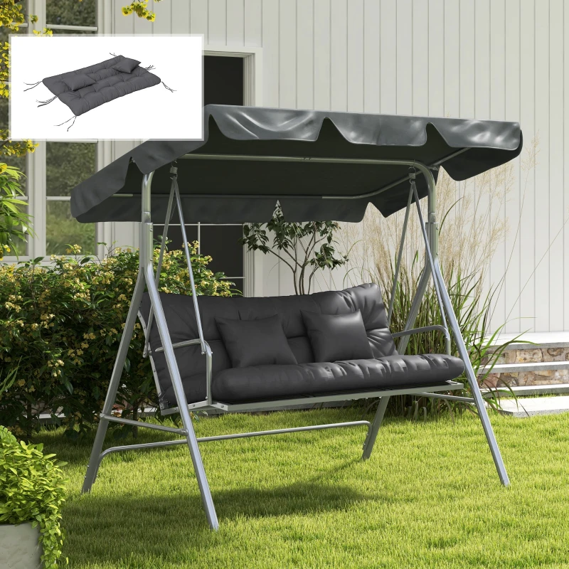 Outsunny Ensemble de 4 coussins d'extérieur pour balancelle de jardin, 1 coussin d'assise coussins de dossier et 2 oreillers