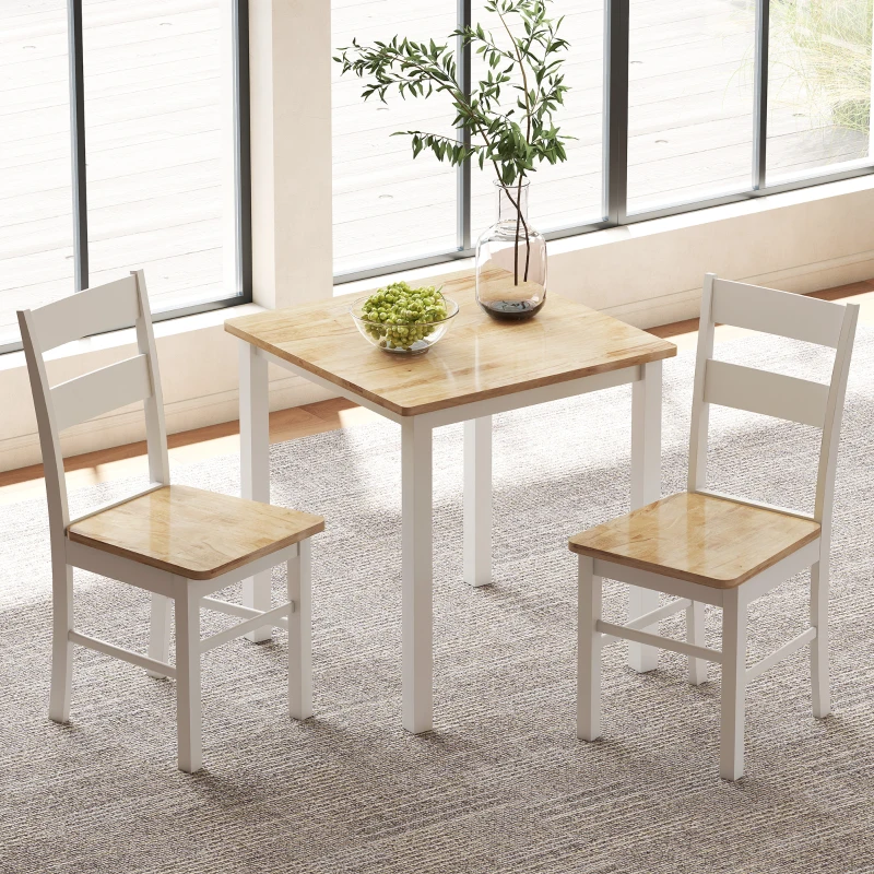 HOMCOM Stół jadalny z drewna kauczukowego, dla maksymalnie 4 osób, z antypoślizgowymi podkładkami, naturalne drewno