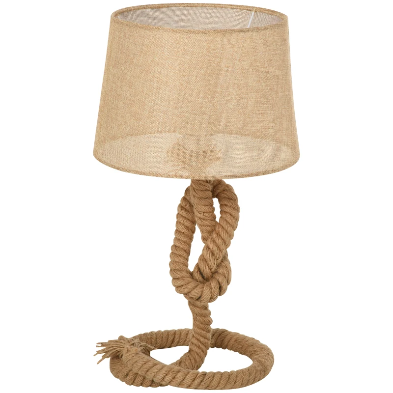 HOMCOM Nautical Style Table Lamp with Fabric Lampshade, Metal Frame Power Switch, 54cm Home Desk Lamp, E27 Base, for Bedroom, Living Room, Study, Beige