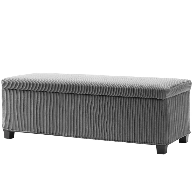 HOMCOM Faltbare Aufbewahrungsbank mit 84 L Kapazität 112x42x40 cm Samtbezug Fußende des Bettes für Wohnzimmer Schlafzimmer Grau