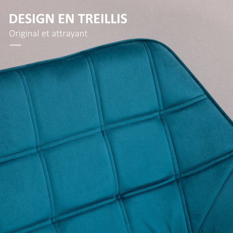 HOMCOM Fauteuil style scandinave dossier haut et accoudoirs, revêtement en polyester effet velours, 67 x 61,5 x 71 cm, bleu