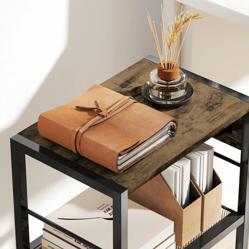 HOMCOM Soporte para Impresora Estante de Impresión con Ruedas, Enchufes, Puertos USB y USB-C hasta 40 kg Marrón Rústico