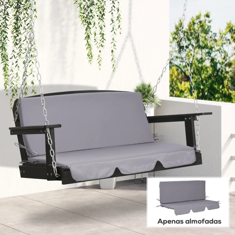 Outsunny Almofada para Baloiço de 2 Peças Almofada para Baloiço de Assento e Encosto Acolchoado 130x45x5 cm Cinza