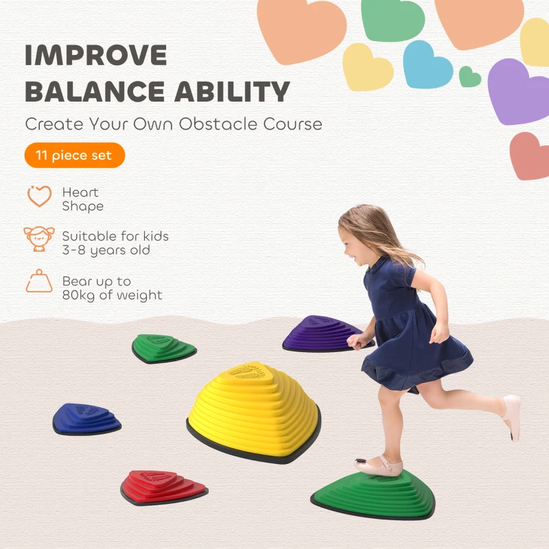 AIYAPLAY 6-Piece Stepping Stones for Kids, Stackable Sensory Toys Outdoor Indoor, Obstacle Course for Balance and Motor Skills