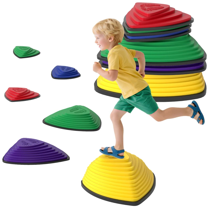 AIYAPLAY Set di 6 pietre di equilibrio, design antiscivolo, per interni ed esterni, impilabile, Multicolore