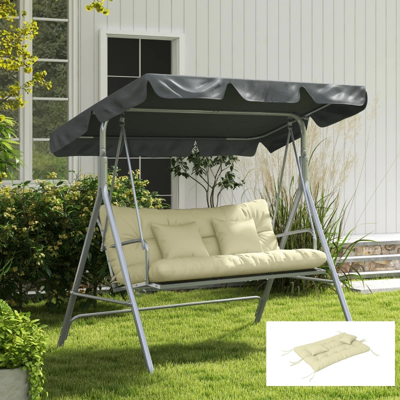 Outsunny Ensemble de 4 coussins d'extérieur pour balancelle de jardin, 1 coussin d'assise coussins de dossier et 2 oreillers