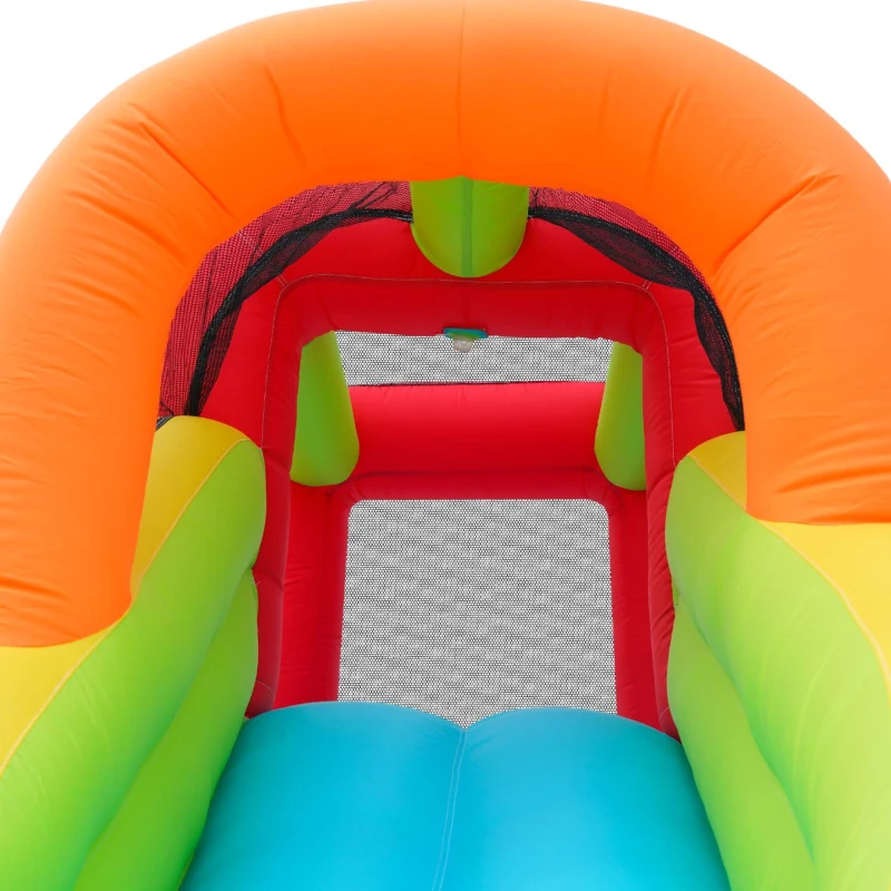 Chateau gonflable avec soufflerie, parc aquatique multifonctionnel et parc de trampolines pour enfants avec toboggan aquatique, panier de basket et mur d'escalade, 410x315x203 cm, Bleu