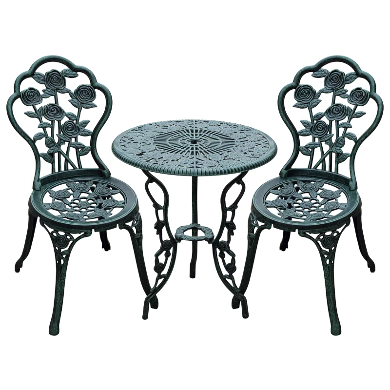 Outsunny Conjunto de Jardim 2 Lugares Estilo néo-rétro com Mesa Redonda e Cadeiras Ergonomicas