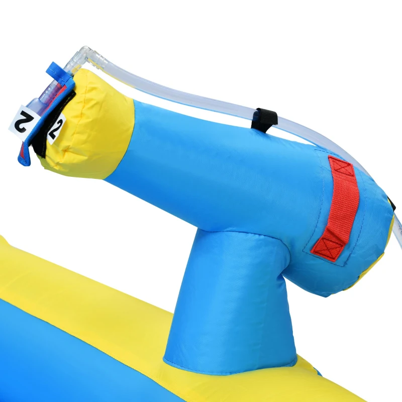 Castillo Hinchable Infantil 5 en 1 con Tobogán, Área de Salto, Piscina de Agua y Red de Fútbol, 364x315x239 cm, Azul