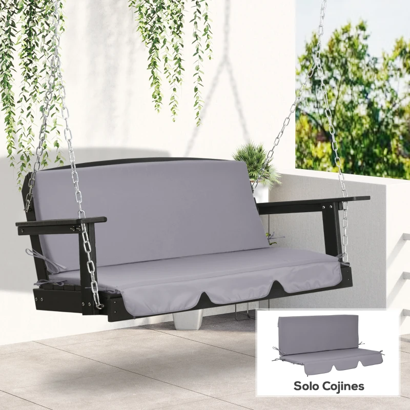 Outsunny Cojín para Balancín de 2 Piezas Cojín de Asiento y Respaldo para Jardín Terraza Exterior130x45x5 cm Gris