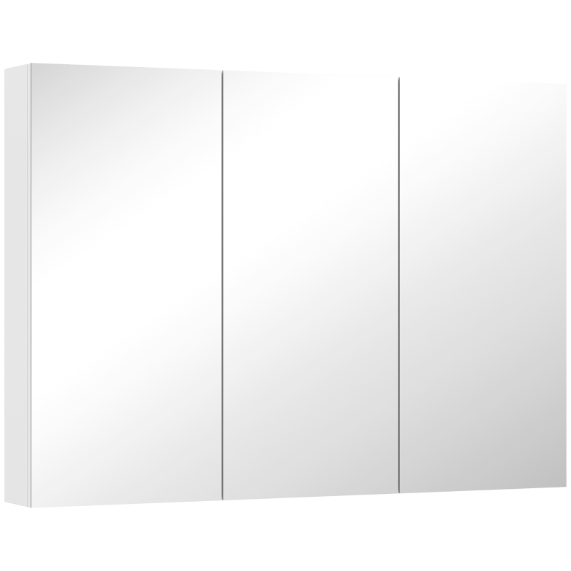HOMCOM Armario de Baño con Espejo Armario de Pared con 3 Puertas Estantes Ajustables 91,5x11,5x65 cm Blanco