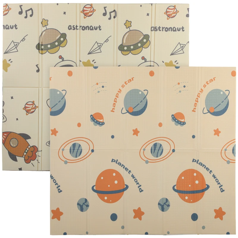 AIYAPLAY Tapis pour Enfants 0-6 Ans sur le Thème de l'Espace avec Surface Imperméable en XPE Multicolore, 196x176x1,5 cm