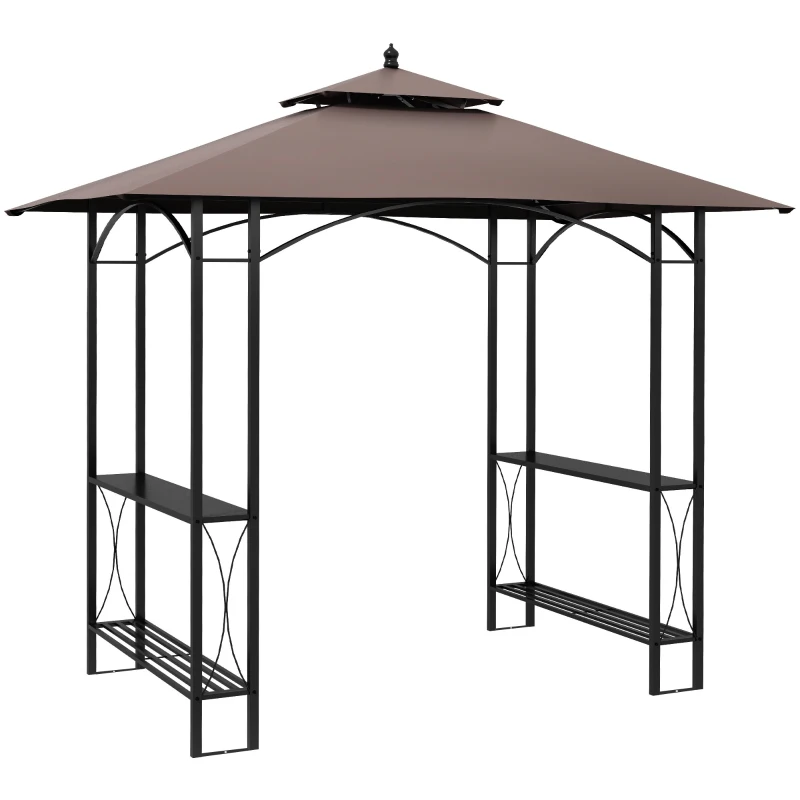 Outsunny 2.5 x 1.5m BBQ Tent Canopy Patio Outdoor Awning Gazebo Party Sun Shelter - Coffee
