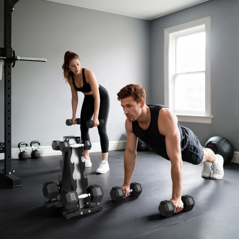 SPORTNOW Hantelset, 8er Set Hanteln mit Gewichten, Kurzhantelset aus Metall, 2kg, 5kg, 8kg, 10kg für Männer und Frauen