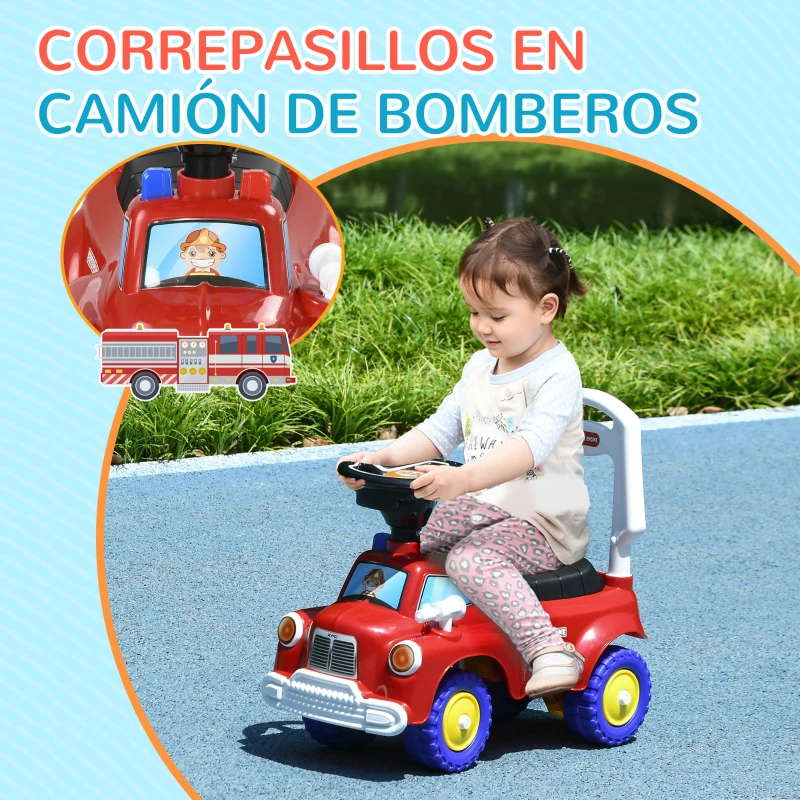 AIYAPLAY Coche Correpasillos para Niños de 18-36 Meses con 3 Luces Música Volante y Compartimento de Almacenaje 49x24x42 cm Rojo