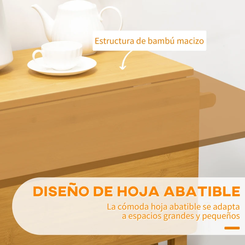 HOMCOM Juego de Mesa Alta de Bar y 2 Taburetes con Ruedas Mesa Plegable de Cocina con Taburetes 82,5x75,5x83,5 cm Marrón