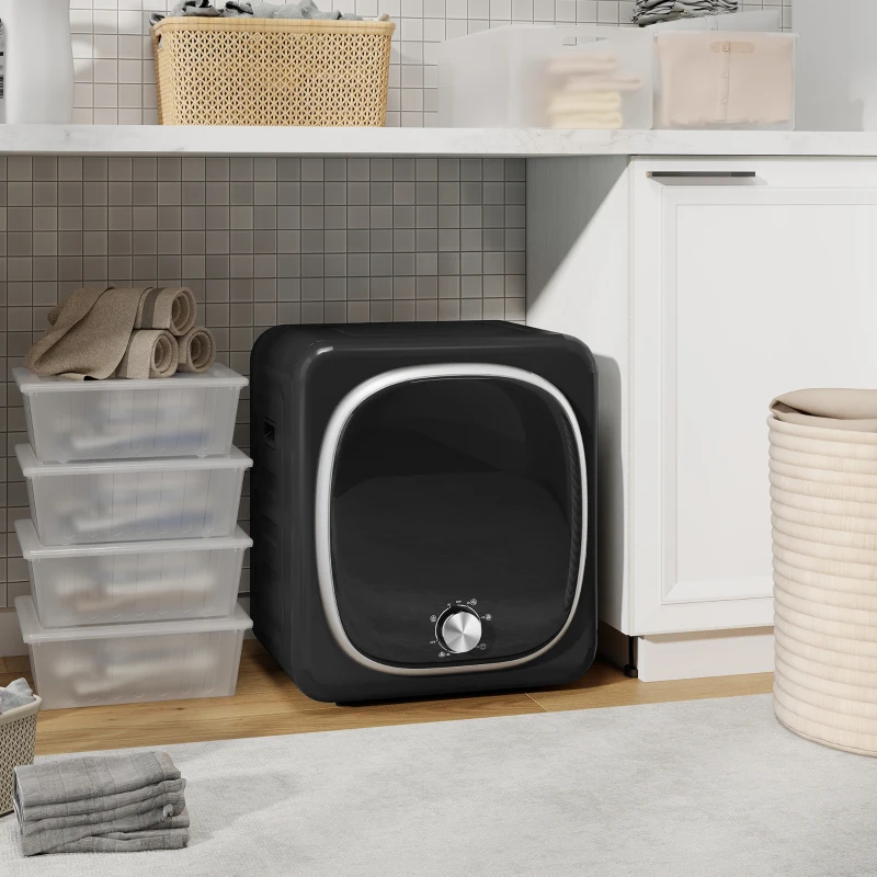 HOMCOM Asciugatrice a Condensa Elettrica 800 W 4 Kg con 5 Modalità di Asciugatura, Cesto in Acciaio Inossidabile, Carica Frontale