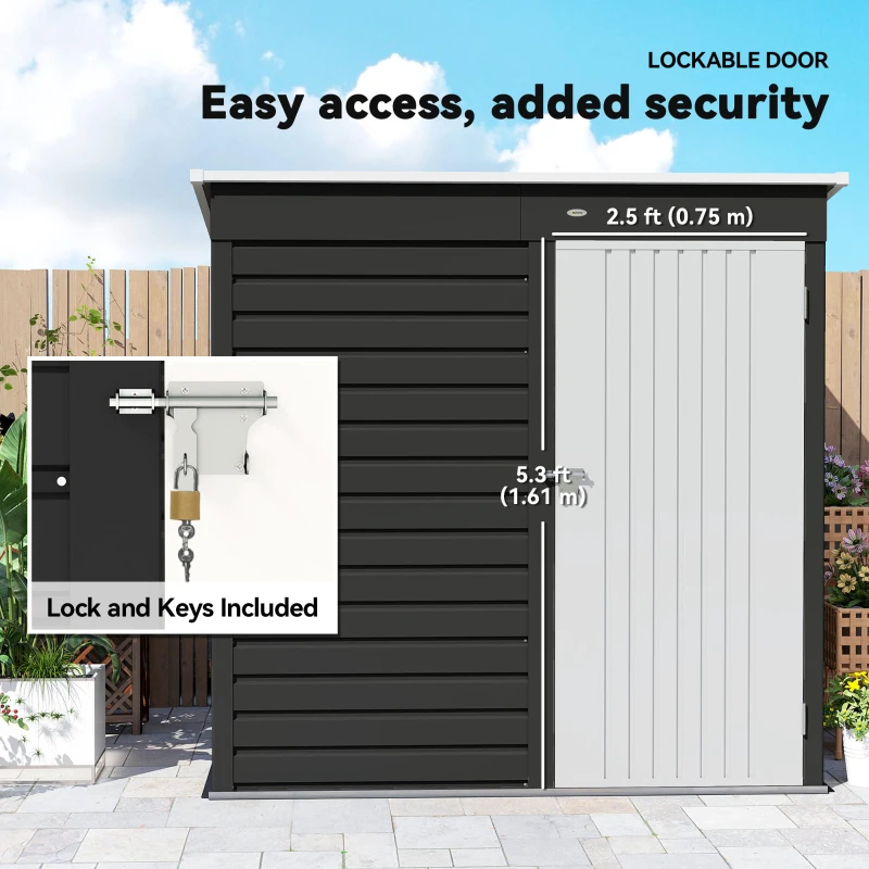 Outsunny 6 x 4ft Metal Garden Storage Shed, Outdoor Tool Storage Shed with Lockable Door and Gloves for Garden, Patio, Dark Grey