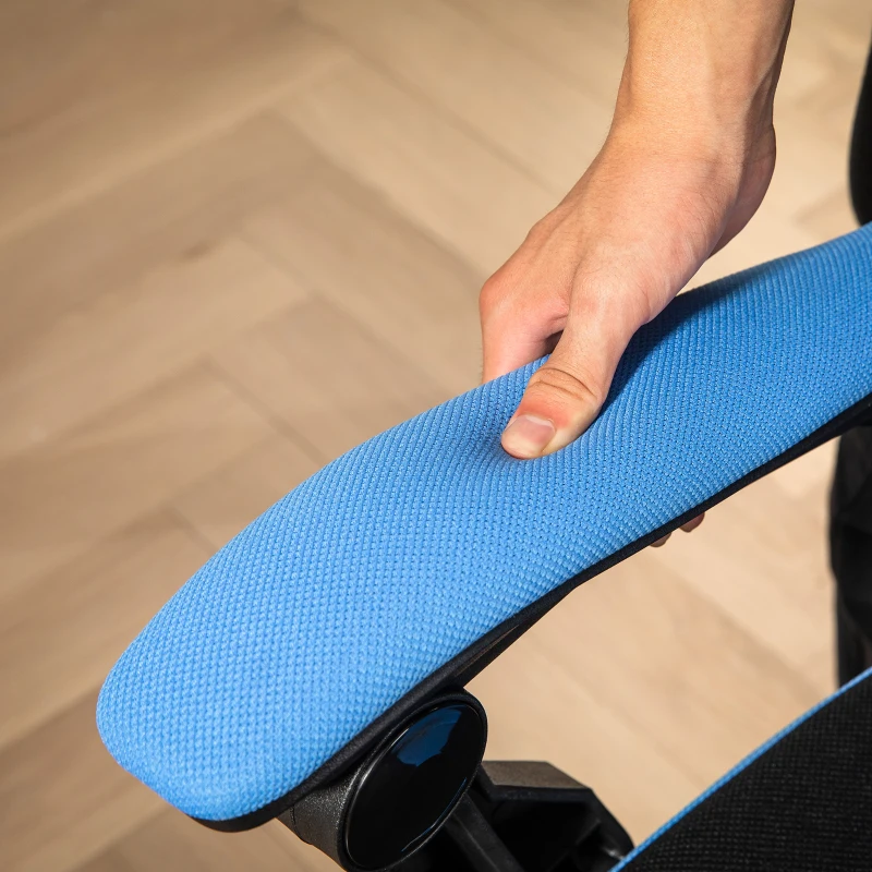 Vinsetto Silla Gaming con Reposapiés Altura Regulable y Respaldo Reclinable 135° 58x63x112-122 cm Azul y Negro