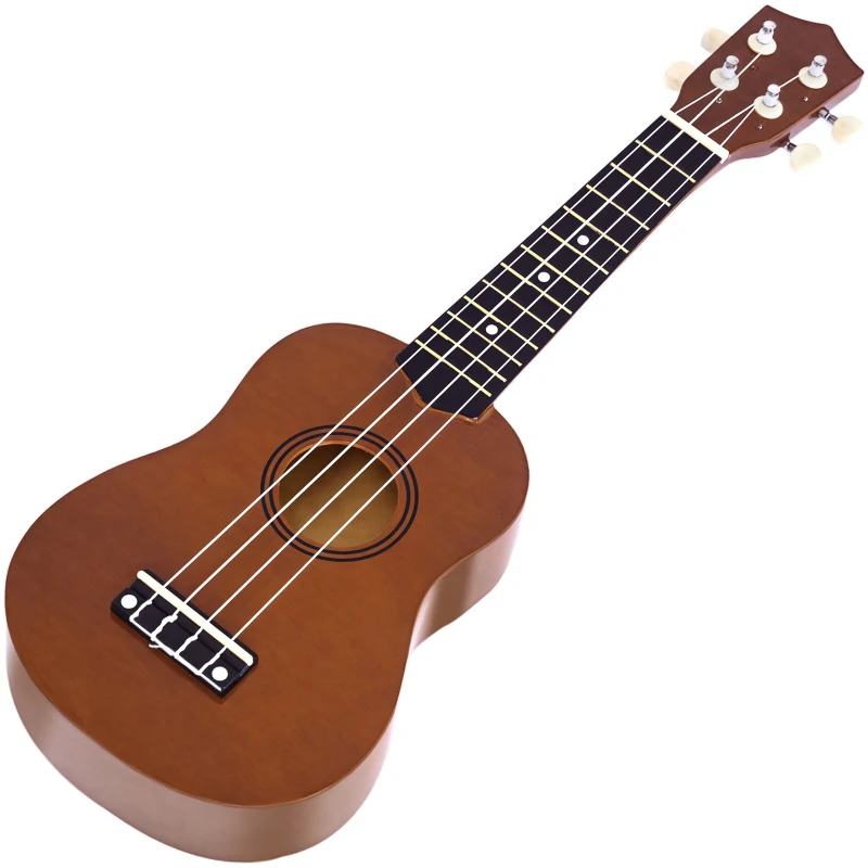 HOMCOM Ukelele Soprano para Principiantes con 4 Cuerdas de Nylon Ajustables Juguete educativo 53x17,5x6,2cm Marrón