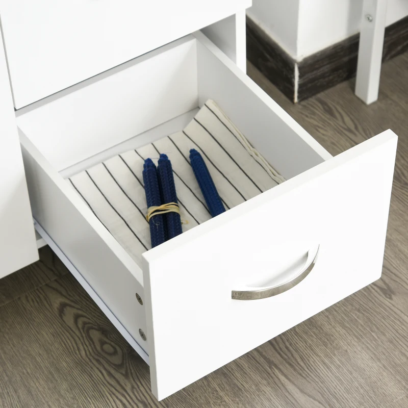 HOMCOM Freestanding Kitchen Cupboard, Microwave Cabinet with Storage Cabinet and Adjustable Shelves, Drawers, 183cm, White